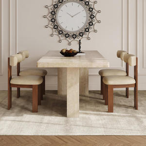 Juego de Comedor Moderno Daystar Trade con Mesa de Mármol y Sillas de Madera Maciza para 6 Personas, Rectangular, de Lujo, en Blanco y Dorado, para Uso en Hoteles - Product Image 2