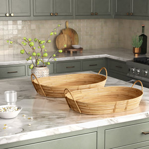 ชุดถาดเครื่องจักสาน2ถาดสำหรับตกแต่งบ้านที่หรูหราและมีสไตล์ - Product Image 3