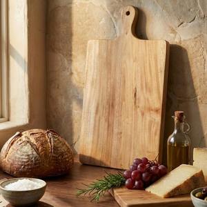 Tabla de cortar rectangular de madera de acacia ecológica al por mayor, 1.8 cm de grosor, tamaño personalizado, bandeja grande de corte de grano final, cera de abejas - Product Image 3