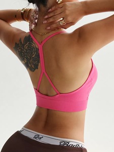 Soutien-gorge de sport sans couture torsadé sur le devant pour femme, nouvelle tendance, vente en gros personnalisée, maintien élevé, dos ouvert à bretelles, pour yoga et entraînement - Product Image 5