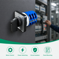 WNZJ W26 32A 3P Interrupteur de commutation manuel encastré en plastique bleu et noir 230-440V