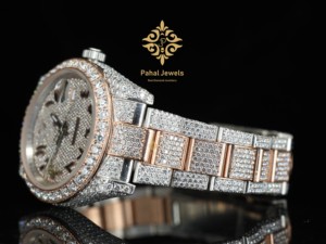 นาฬิกาข้อมือผู้หญิง Pahal Jewels ประดับเพชร ตัวเรือนสแตนเลสสตีล ดีไซน์หรูหรา สไตล์ฮิปฮอป ขนาด 40 มม. หน้าปัดทรงกลม ระบบอนาล็อก พร้อมฟังก์ชั่นวันที่ กลไกจักรกล - Product Image 3