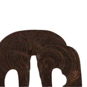 Tsuba antique poli de la période Edo japonaise, en fer, motif dragon, forme irrégulière, garde de sabre non marqué, objet d'art et de collection - Product Image 3