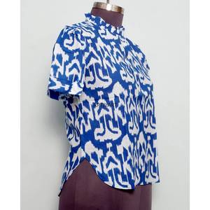 Blusa Casual de Mujer con Estampado Floral Vintage Personalizado, Estilo Coreano, Transpirable, 100% Algodón Ecológico, Manga Corta - Product Image 4