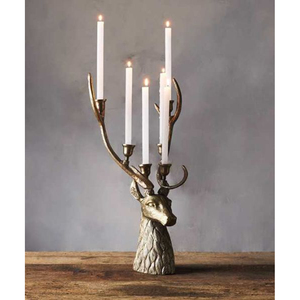 Support de bougie en aluminium plaqué or en forme de tête de cerf pour salon, décoration de Noël, porte-bougie moderne fait à la main - Product Image 3