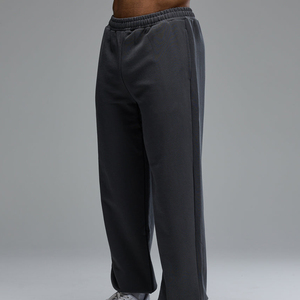 Pantalones Deportivos de Algodón Gris para Hombre, Cintura Elástica, Bolsillos Laterales, Pantalones Casuales para Correr, Ropa de Otoño - Product Image 1