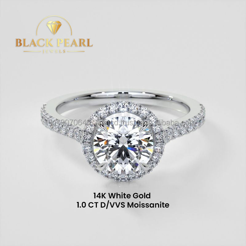 14K White Moissanite Ring