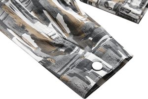 Veste en jean décontractée pour homme, col montant, imprimée, simple boutonnage, coupe ajustée, longueur standard, style décontracté, en promotion - Product Image 3