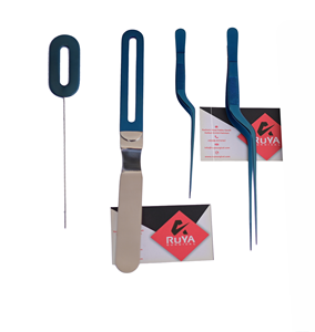 Pinzas de Cocina de Acero Inoxidable Azules Resistentes al Calor, de Grado Quirúrgico, Juego de 5 Piezas, Espátula, Aptas para Lavavajillas, Antiadherentes - Product Image 1