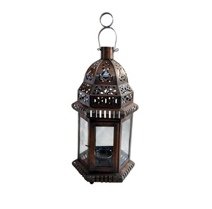Rectangle Metal <b>Moroccan</b> <b>Lantern</b> With Glass Panels And Decorative Cut Outs For Home Decoration - Product Image 5