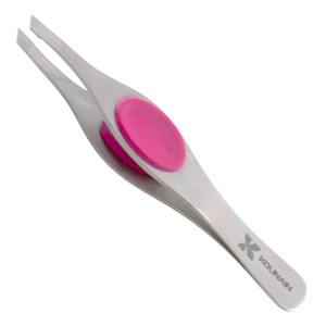 Professional Slanted Tip Eyebrow Tweezers with Ergonomic Rubber Grip for Precision Hair <b>Removal</b> and Facial Grooming - Product Image 1