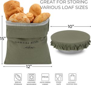 Sacs à pain en coton durable pour boulangeries, emballages réutilisables pour le stockage du pain, logo personnalisé, sacs à pain en coton biologique, commandes en gros - Product Image 2