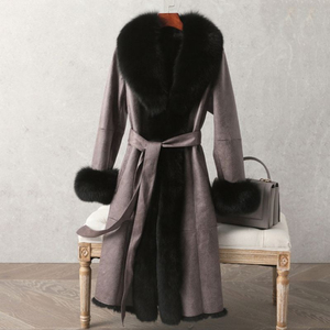 Manteau long en sherpa tricoté élégant à manches longues pour femmes et hommes, grandes tailles, collection automne - Product Image 3