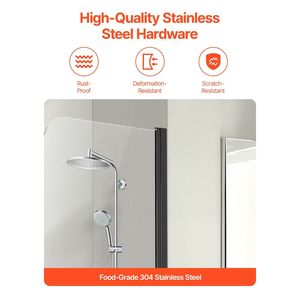 Senza cornice 34 pollici. L X 55 Pollici Porta Doccia in Vetro Temperato H, Girevole a 180 Gradi, per Vasca da Bagno, 55 Pollici Porta per vasca da bagno e doccia - Product Image 4
