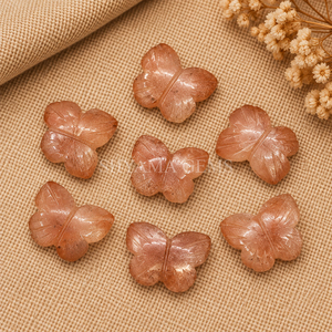 Cuentas de Piedra Preciosa Facetada de Piedra Lunar Melocotón en Forma de Mariposa de 13mm para Fabricación de Joyas, Cuentas Sueltas al por Mayor, Suministros para Manualidades - Product Image 3