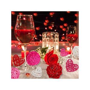 24 Piezas de Adornos Colgantes de Mimbre en Forma de Corazón, Decoraciones Naturales de Ratán para Bodas, Fiestas o San Valentín - Product Image 4