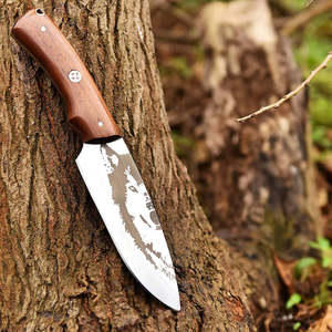 Cuchillo de Caza de Hoja Fija de Acero Inoxidable de Grado Industrial UA Supplies con Mango de Madera Pakka, Punta Caída, Personalización OEM/ODM, Venta al por Mayor - Product Image 4