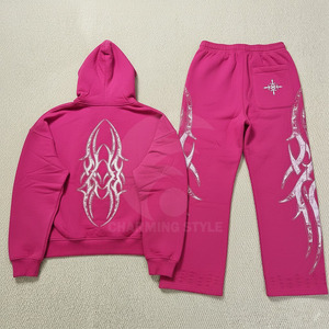 Wholesale 2 Piece Set Sports Polyester Vintage Acid Wash Track Suit Men Slim Fit Tracksuit <b>Zip</b> up Hoodie and <b>Trouser</b> - Product Image 2