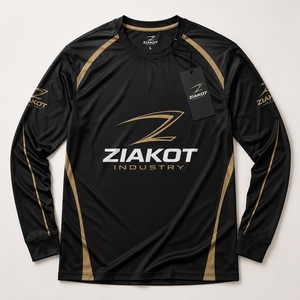 ZIAKOT industry New design Men's Custom Black Black-Old Gold Long Sleeve Performance T-<b>Shirt</b> - Product Image 1