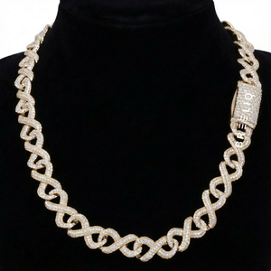 Collier chaîne à maillons Infinity personnalisé en argent massif 925 avec diamants de laboratoire, style statement, bijoux hip-hop - Product Image 5