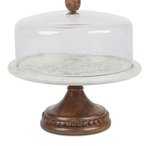 Dôme à gâteau en marbre fait main avec couvercle en verre cristal pour une décoration de cuisine unique et une présentation professionnelle de boulangerie - Product Image 6