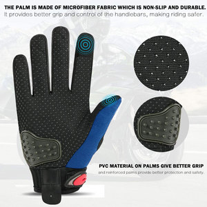 Guantes de Motociclismo de Dedo Completo, Color Azul y Negro, Material PU Antideslizante, para Uso en Exteriores, Universales para Hombre, para Todas las Temporadas - Product Image 5