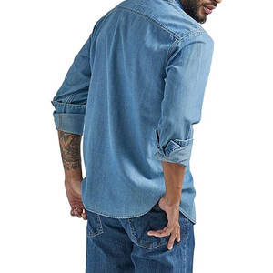 <b>Men's</b> Classic Western <b>Denim</b> <b>Shirt</b> with Snap Button Closure Regular Fit for Authentic Vintage Style and Everyday Comfort - Product Image 3