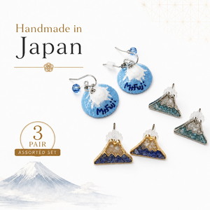 Handmade in Japan Mt. Fuji <b>Earrings</b> 3-Pair Assorted Set Japanese Mountain Motif Jewelry for Gift Shops - Product Image 1