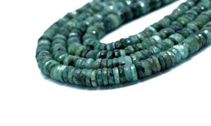 Perles en forme de pneu à facettes émeraude de 6mm - Product Image 2