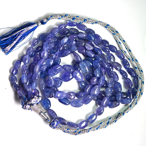 Natural <b>Tanzanite</b> Loose Gemstones Necklace with Plain Oval Nuggets Bead Rondelle for Jewelry Making - Product Image 6