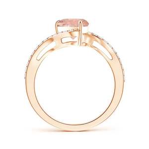 14K Gold Prong Sett Pear-Cut Natural Pink Morganite Bypass <b>Ring</b> with Diamond Accents High Quality <b>Fine</b> Jewelry Engagement <b>Ring</b> - Product Image 2
