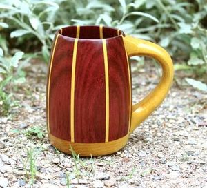 Handmade Wooden <b>Mug</b> With Handle Vintage Style Coffee <b>Tea</b> Cup For Home Camping - Product Image 2