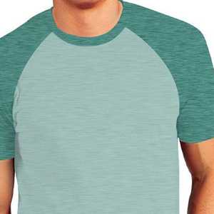 <b>Men's</b> Raglan Sleeve O-Neck Knitted T-Shirt <b>Animal</b> Print Casual Regular Fit Short Sleeve Teal Green 100% Cotton Front Logo - Product Image 4