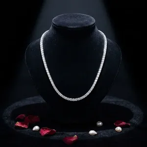 Collier tennis en argent avec diamants de laboratoire taille ronde, bijoux fins, vente en gros directe usine - Product Image 1