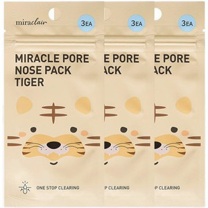 Bandes nasales Miracleare coréennes Miraclair Miracle Pore Tiger, 3 feuilles, fabriquées en Corée, blanches - Product Image 3