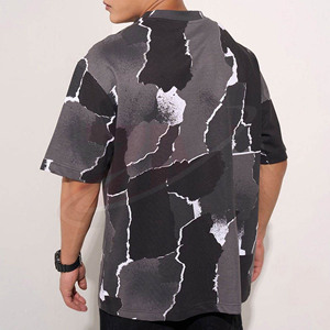 Camiseta Oversize de Streetwear para Hombre, Estampado Abstracto, Cuello Redondo de Algodón, Informal, Verano, Diseño Gráfico, Logotipo Personalizado - Product Image 3