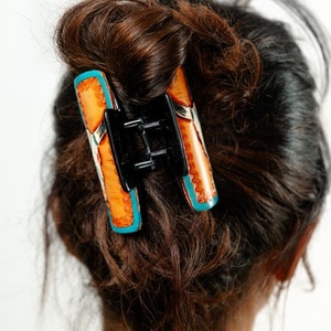 Pinzas para el pelo de cuero mecanizado a mano de alta calidad, accesorios occidentales para el cabello, pinzas para el pelo de cuero de vaca genuino Floral de lujo - Product Image 4