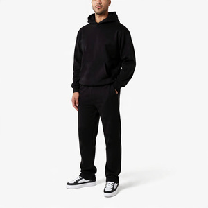 Ensemble de survêtement personnalisé pour homme : sweat à capuche avec poche avant et pantalon de survêtement en mélange de coton épais, deux pièces avec logo personnalisé - Product Image 1