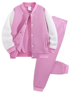 Set Two Solid Color Football Outfits for Boys Including Jacket Long Pants Stylish Collegiate Style Cotton Winter Anti-Bacterial - Product Image 2