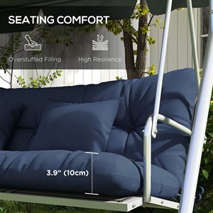 Cojines y almohadas acolchados para banco de exterior, almohadilla de repuesto para asiento de banco con cojín de respaldo azul y 2 almohadas - Product Image 6
