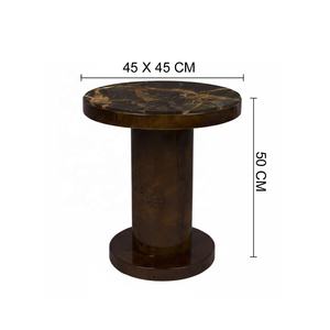 Mesa auxiliar con chapa de madera Mappa Burl y tablero de mármol para sofá, sala de estar, recibidor, hoteles, restaurantes y villas - Product Image 1