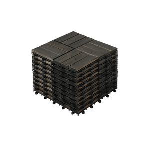 Baldosas de Madera de Acacia para Terraza, Diseño a Cuadros, 10 Piezas, 12 x 12 Pulgadas, Color Marrón Oscuro, Madera Dura para Pisos Exteriores - Product Image 1