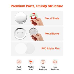 Kit per Creare Badge da Ristorante: 100 Set di Componenti per Badge con Chiusura a Perno da 2,95 Pollici / 75 mm, Gusci in Metallo e Pellicole Trasparenti in Mylar - Product Image 5