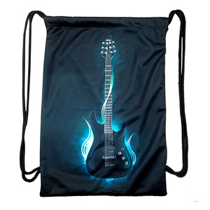 Unisex <b>Drawstring</b> <b>Backpack</b> Electric Guitar Print Polyester Casual Style Lightweight Gym Bag Adjustable Strap - Product Image 3