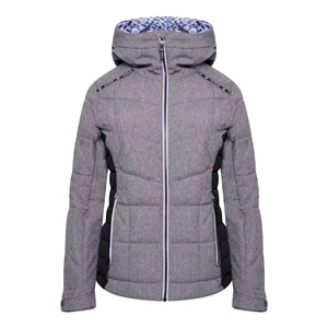 Chaqueta de Esquí con Capucha Gris para Niña, Impermeable, de Poliéster/Nailon, con Aislamiento de Algodón PP, Cierre Completo con Cremallera, Corte Regular, Estilo Deportivo - Product Image 1