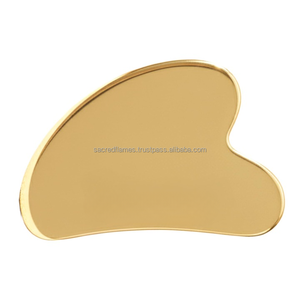Outil facial Gua Sha de luxe en laiton massif, planche ergonomique en métal doré pour sculpter le visage, masseur de drainage lymphatique, vente en gros - Product Image 5
