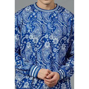 Sweat-shirt à col rond en molleton de coton noir à motif cachemire pour femme, manches longues, logo personnalisé, respirant, séchage rapide - Product Image 6