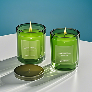 Bocaux à bougies en verre transparent bleu, style moderne de luxe, non toxiques, 100 % biologiques, 8oz/10oz/12oz, avec couvercles, 60 heures, Noël - Product Image 2