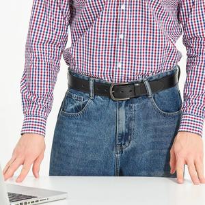 Ceinture décontractée pour homme en cuir véritable 2026, noire et marron, sur mesure, respirante, avec boucle ardillon en alliage - Product Image 6
