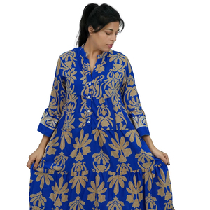 Vestido Maxi de Mujer con Estampado Floral de Poliéster, Cuello en V, Fabricante - Product Image 1